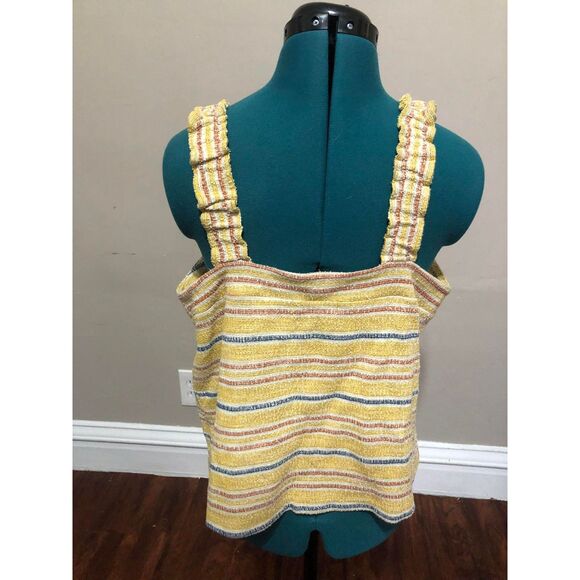 🧺Madewell Texture + Thread Yellow Tie Front Tank Top in Smithfield Stripe, L - Picture 4 of 6